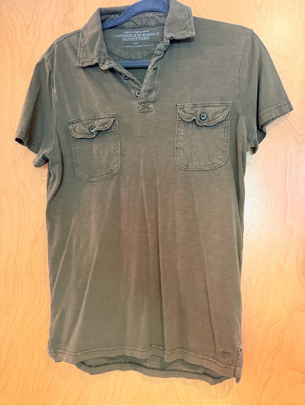 American Eagle Outfitters Olive Polo with Chest Pockets
